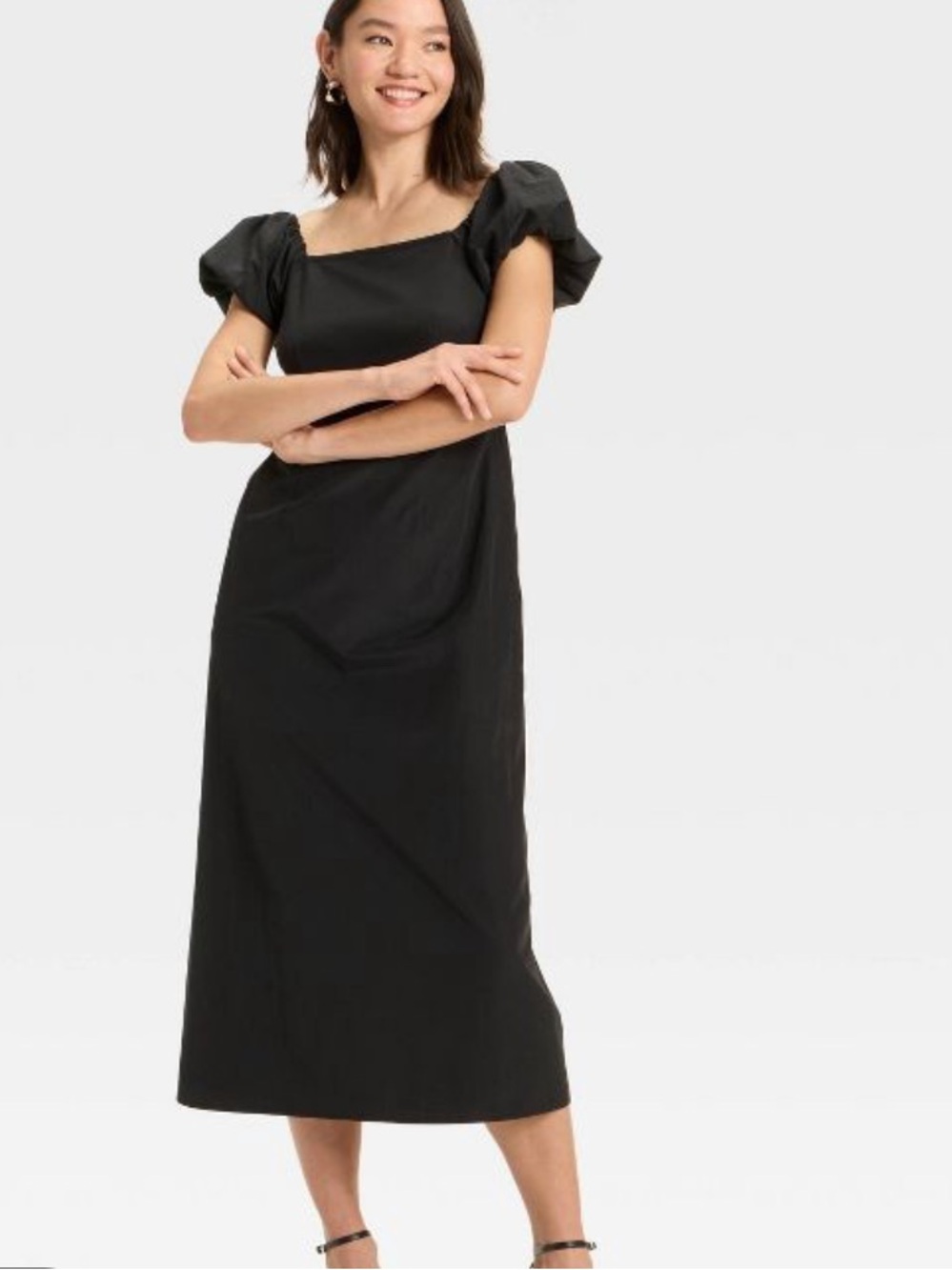 a new day Black Puff Sleeve Maxi Skirt-Dress